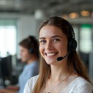 Support team with headsets