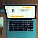 Online hotel room booking on laptop